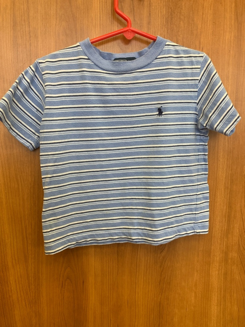 Polo by Ralph Lauren Light Blue & White Striped Short Sleeve Tee